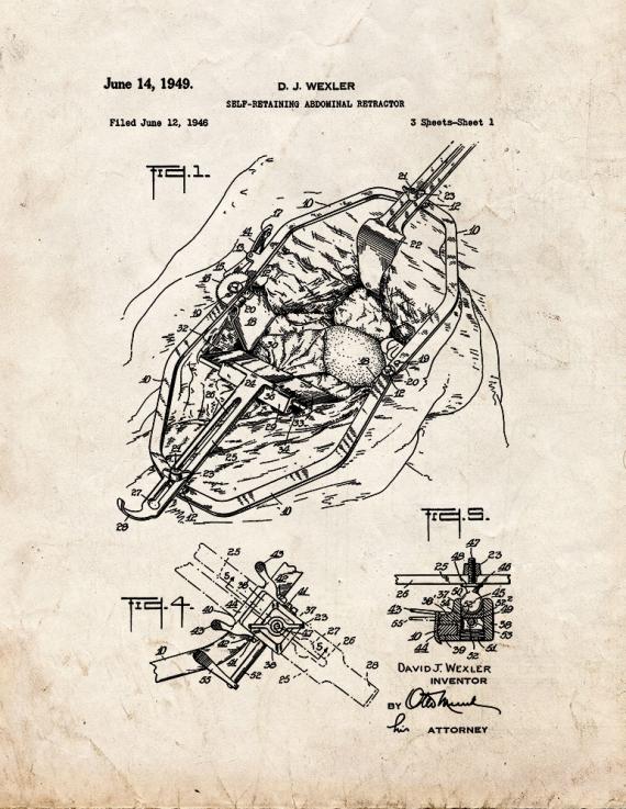 Self-retaining Abdominal Retractor Patent Print