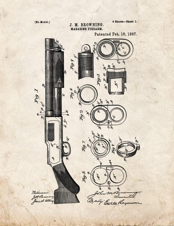 Magazine-firearm Patent Print