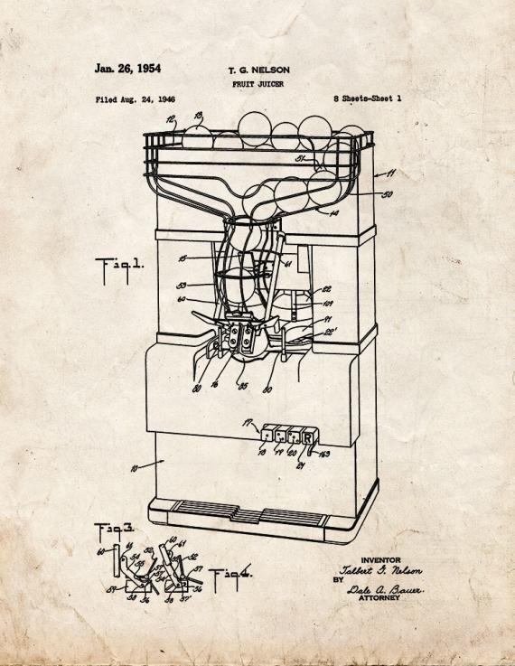 Fruit Juicer Patent Print