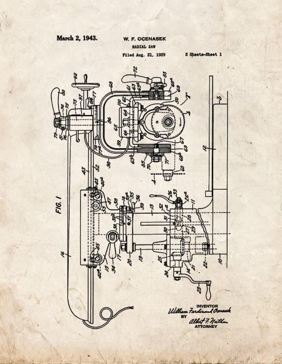 Radial Saw Patent Print