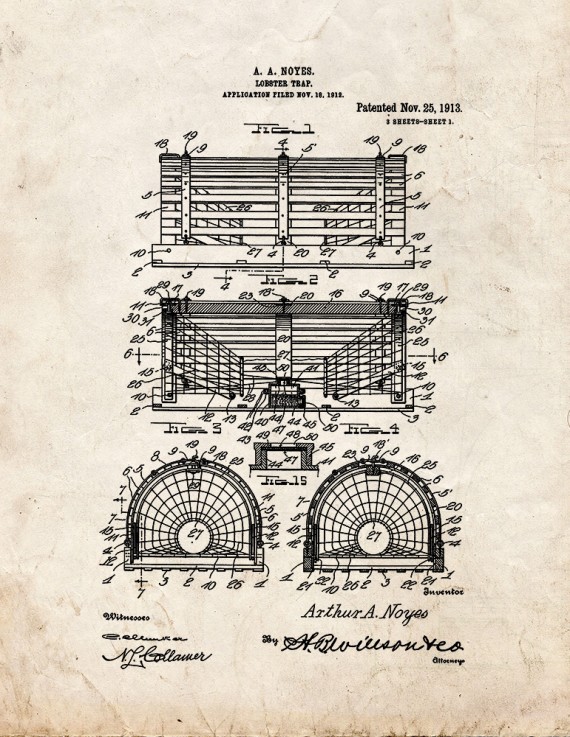 Lobster Trap Patent Print