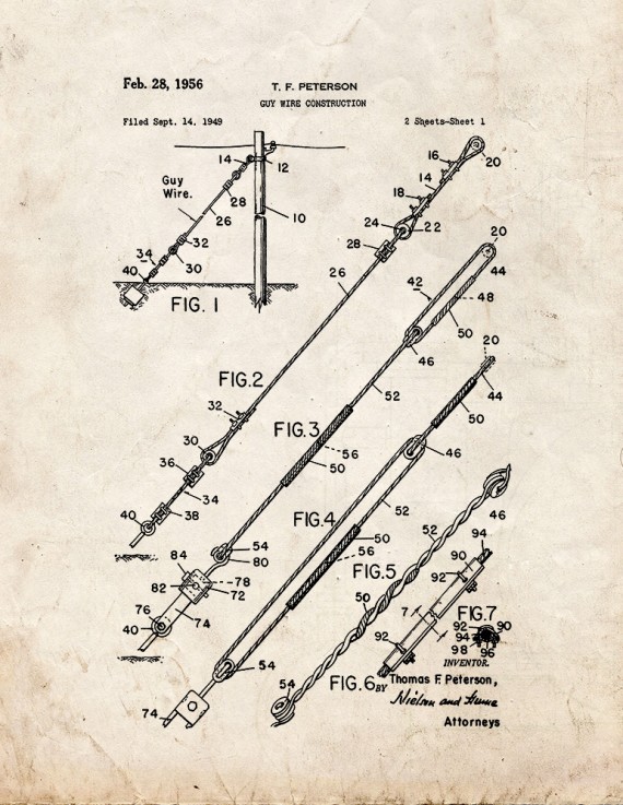 Guy Wire Construction Patent Print