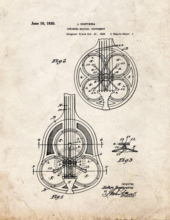 Stringed Musical Instrument Patent Print