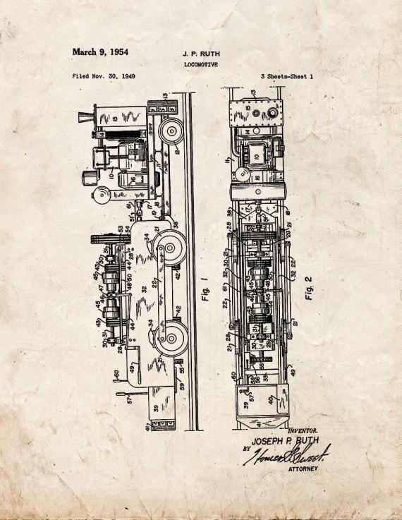 Locomotive Patent Print