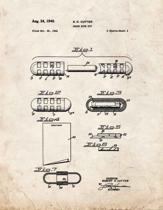 Snake Bite Kit Patent Print