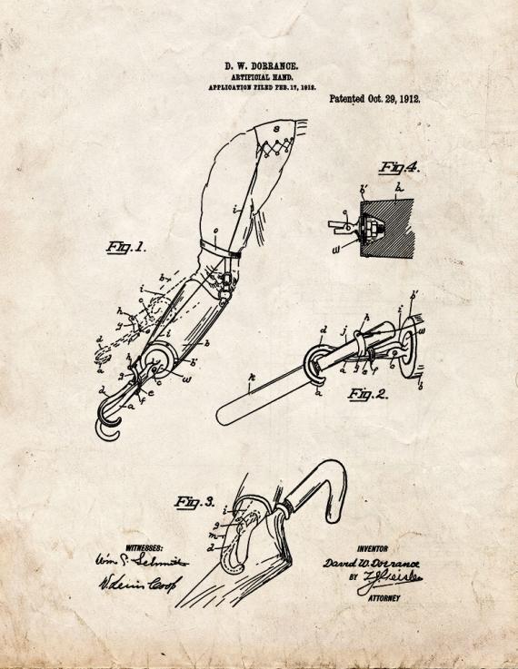 Artificial Hand Patent Print