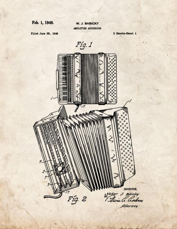 Amplified Accordion Patent Print