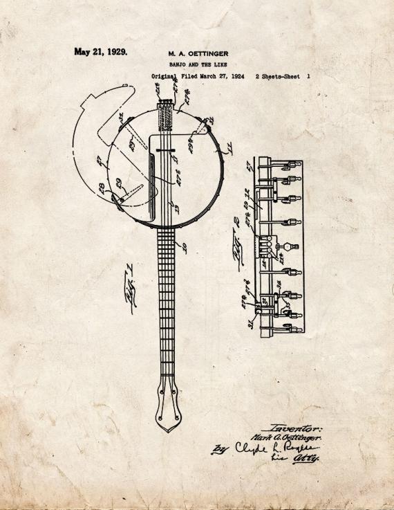 Banjo Patent Print