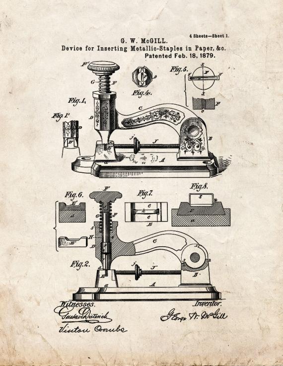 Stapler Patent Print