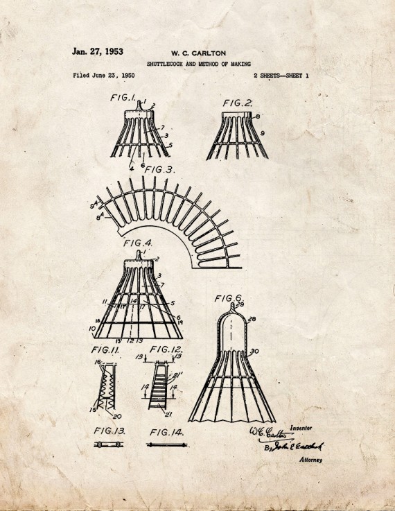 Shuttlecock Patent Print