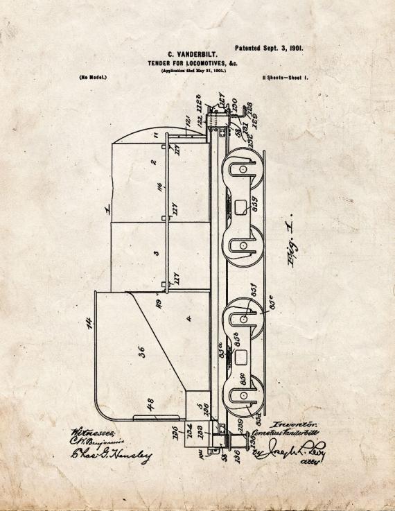 Tender for Locomotives Patent Print