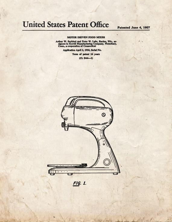 Food Mixer Patent Print