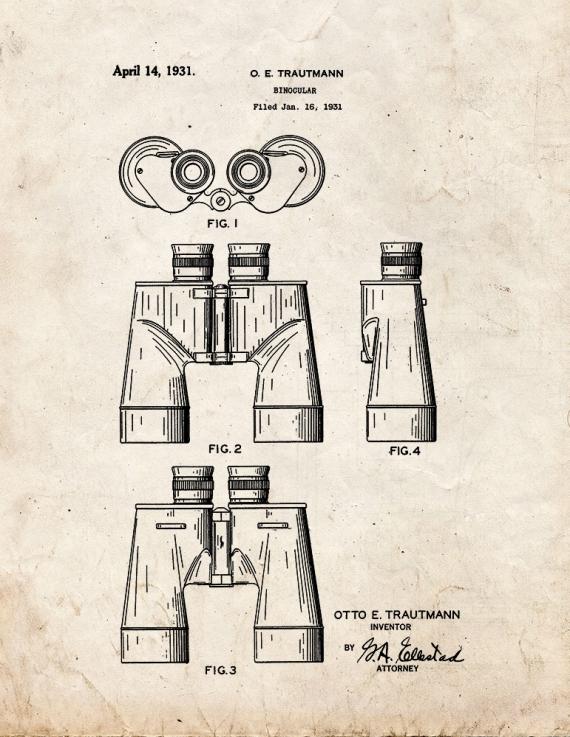 Binoculars Patent Print