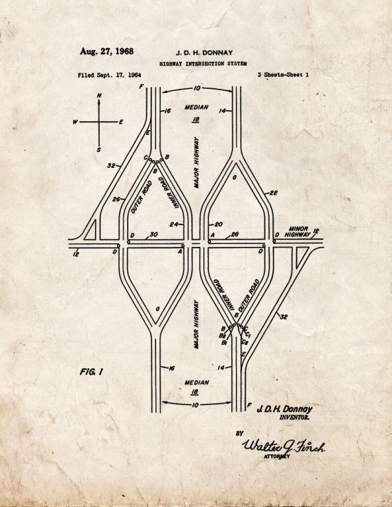 Highway Intersection System Patent Print