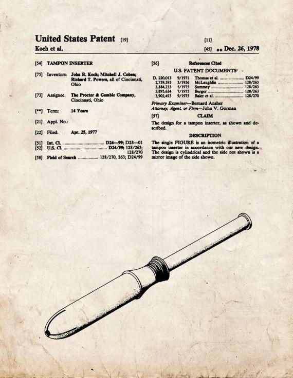 Tampon Inserter Patent Print