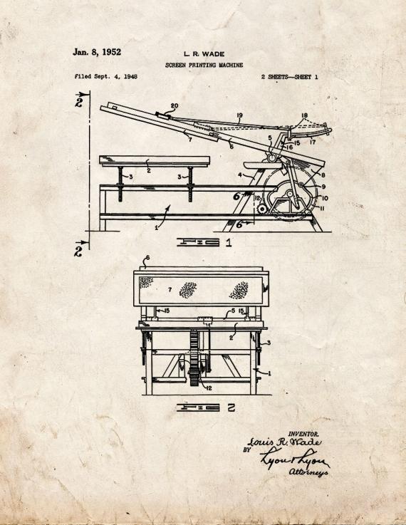Screen Printing Machine Patent Print