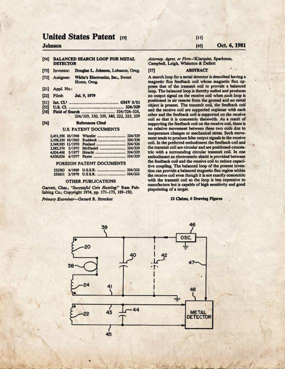 Balanced Search Loop for Metal Detector Patent Print