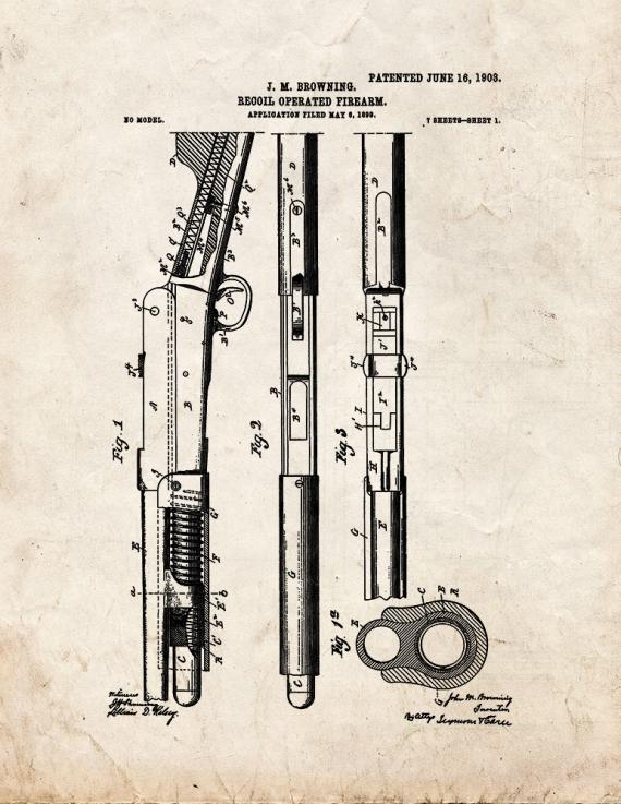 Recoil-operated Firearm Patent Print