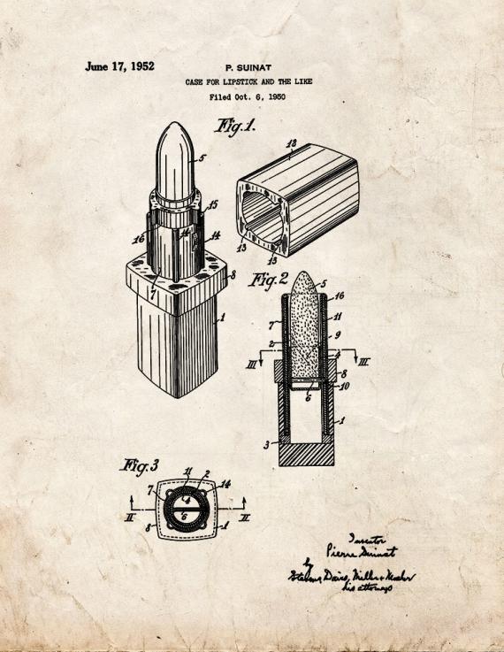 Lipstick Case Patent Print