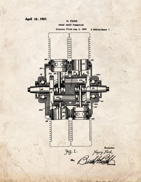 Henry Ford Crank Shaft Formation Patent Print