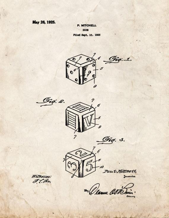 Dice Patent Print