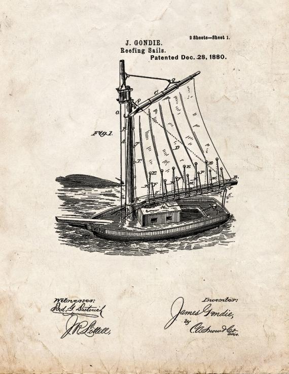 Reefing Sails Patent Print