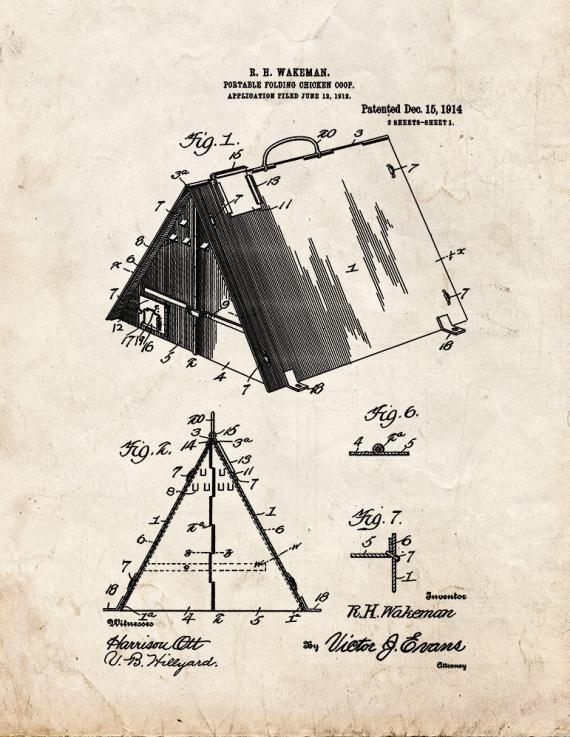 Portable Folding Chicken-coop Patent Print