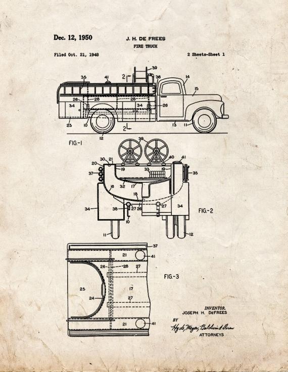 Fire Truck Patent Print