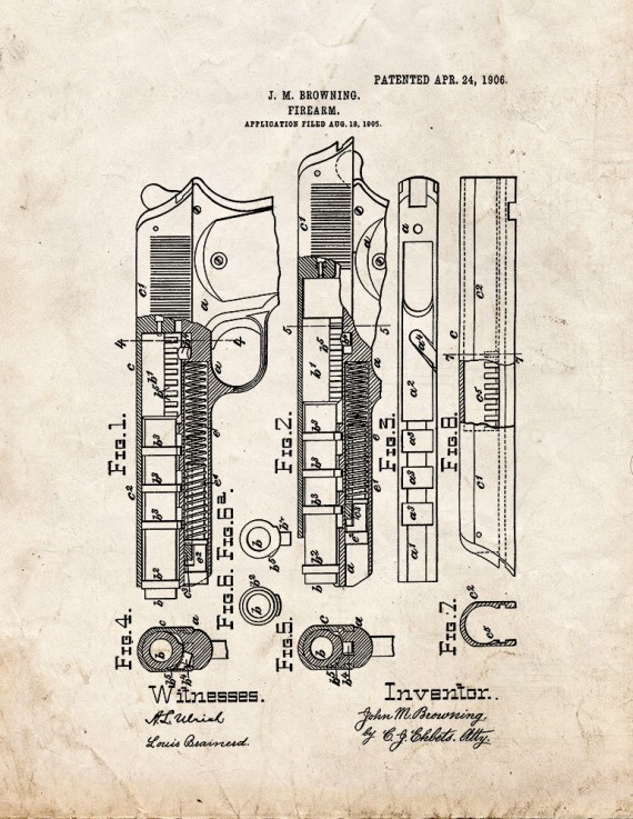 Browning Firearm Patent Print