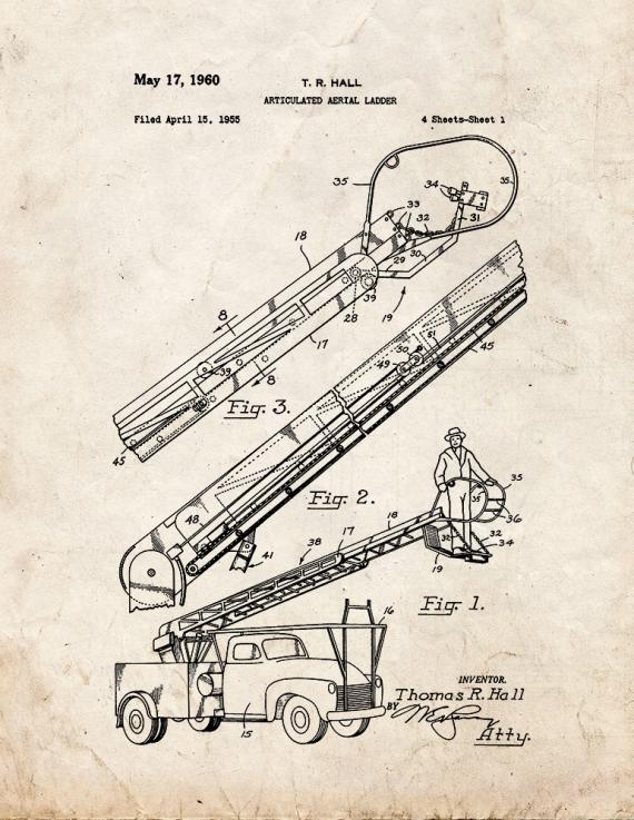 Utility Aerial Ladder Patent Print
