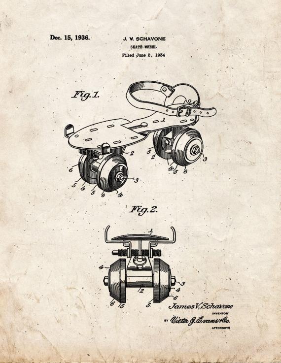 Roller Skate Patent Print