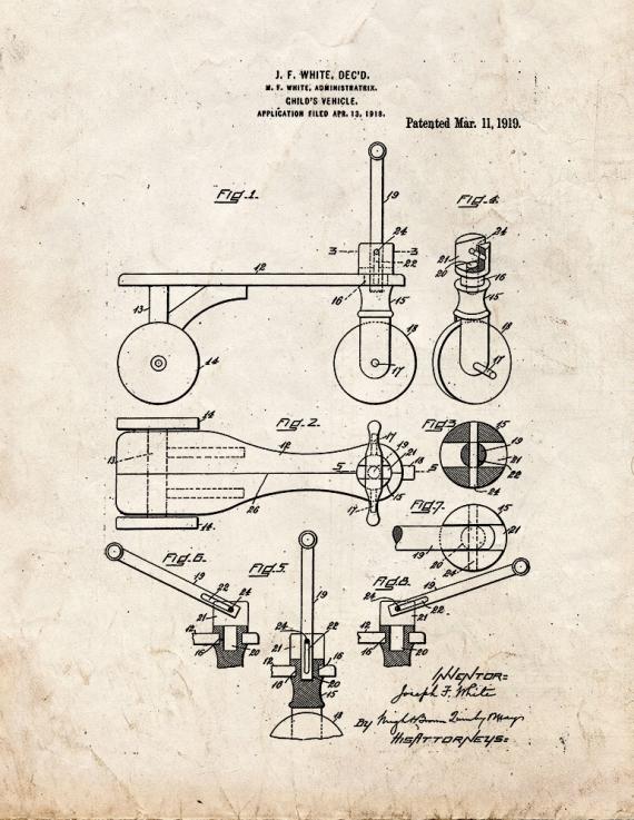 Child's Vehicle Patent Print