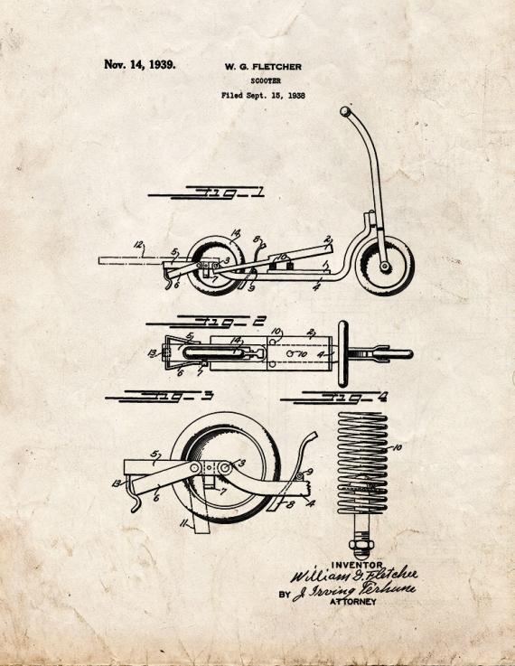 Scooter Patent Print