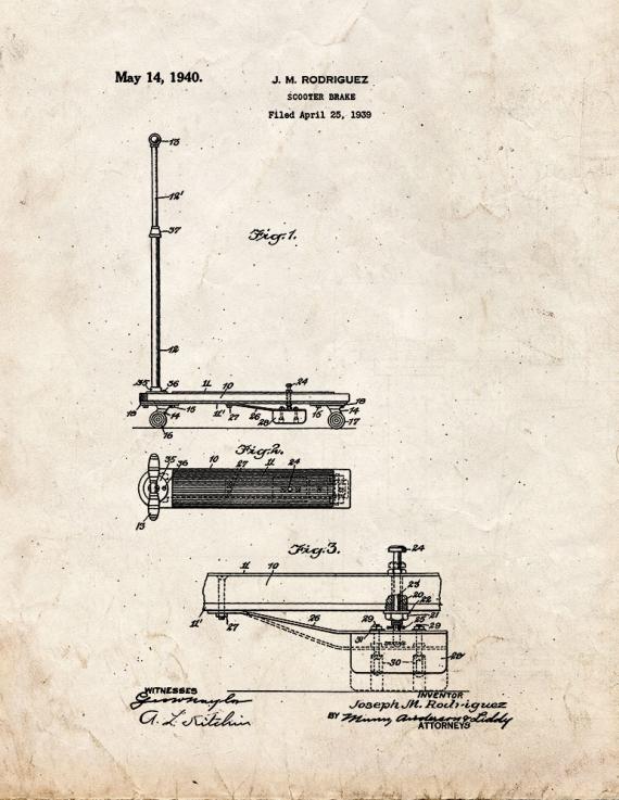 Scooter Brake Patent Print
