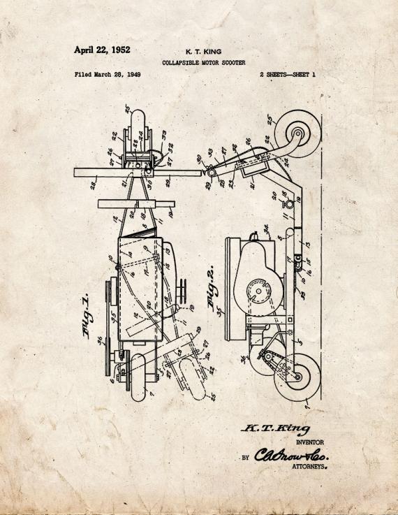 Collapsible Motor Scooter Patent Print