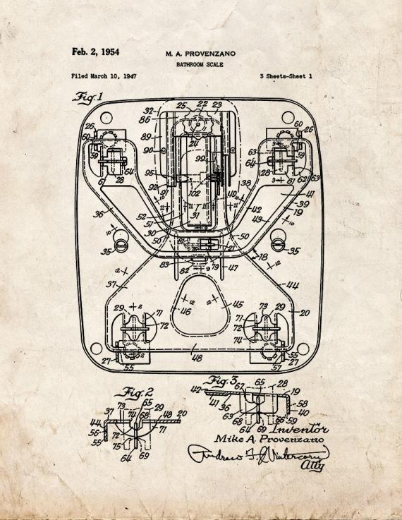 Bathroom Scale Patent Print