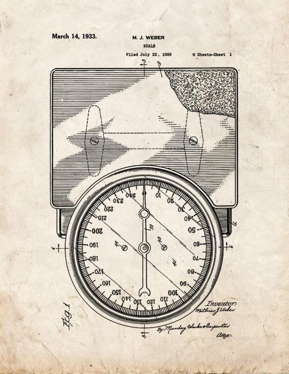 Bathroom Scale Patent Print