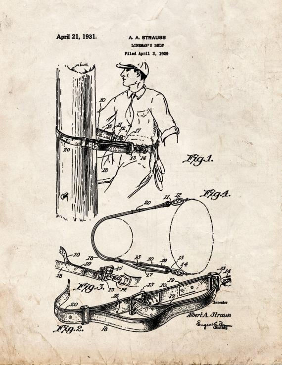 Lineman's Belt Patent Print