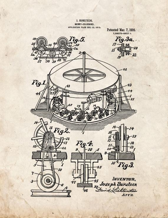 Merry-go-round Patent Print