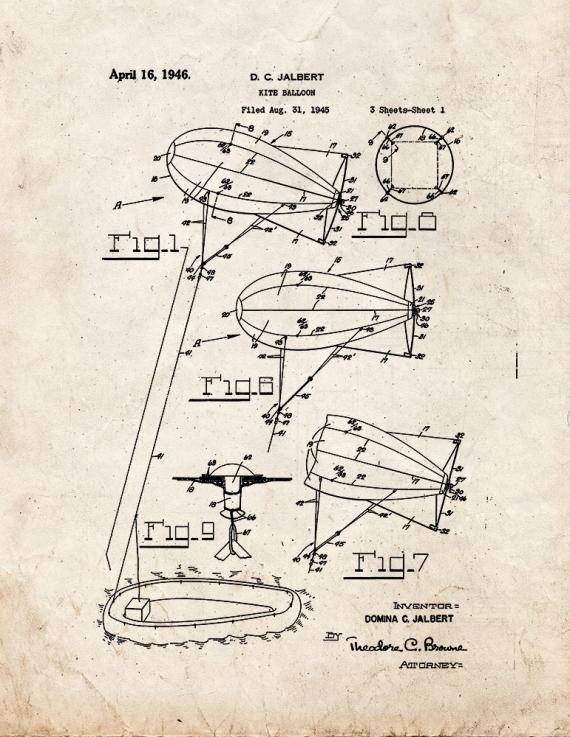 Kite Balloon Patent Print