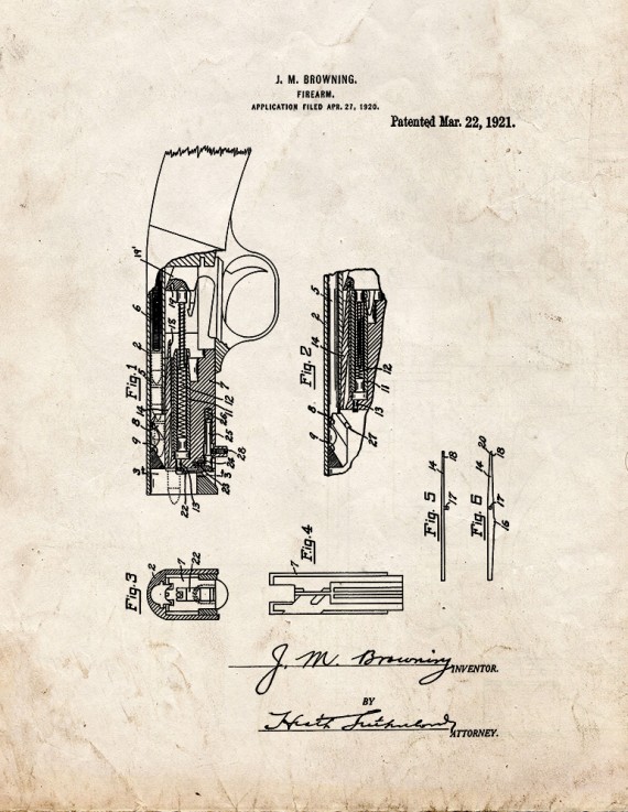 Browning Firearm Patent Print