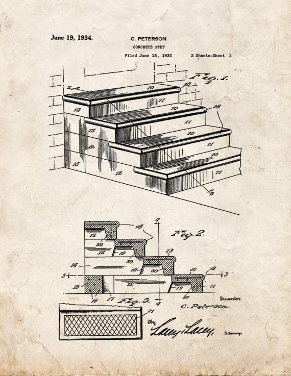 Concrete Step Patent Print