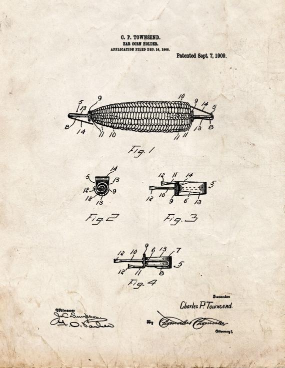 Ear-corn Holder Patent Print