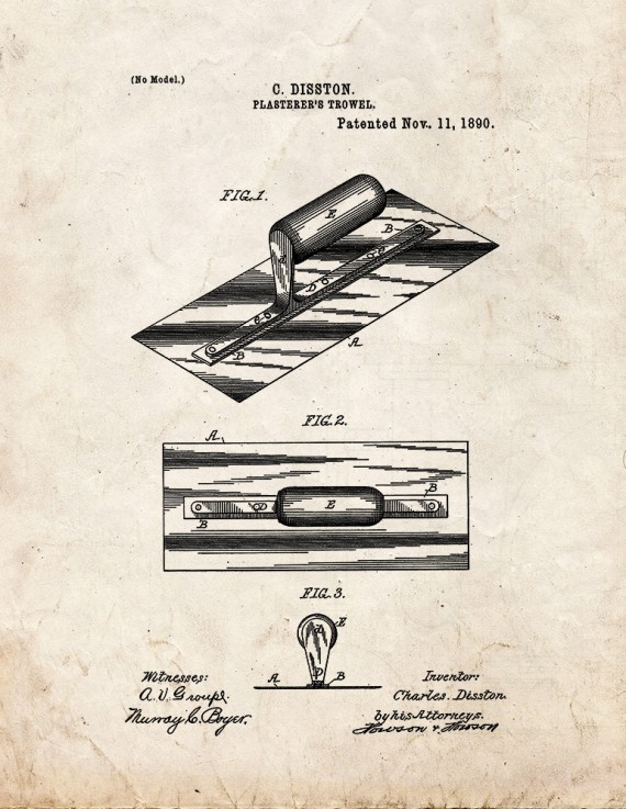 Plaster's Trowel Patent Print