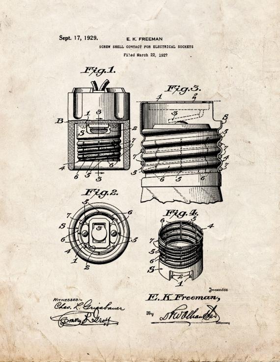 Screw-shell Contact for Electrical Sockets Patent Print