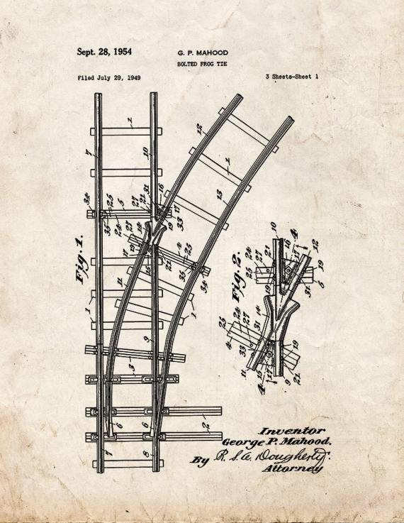 Bolted Frog Tie Patent Print