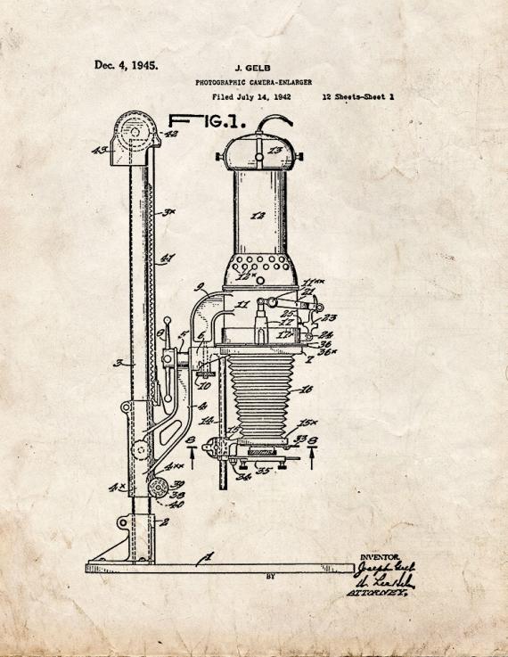 Photographic Camera-enlarger Patent Print
