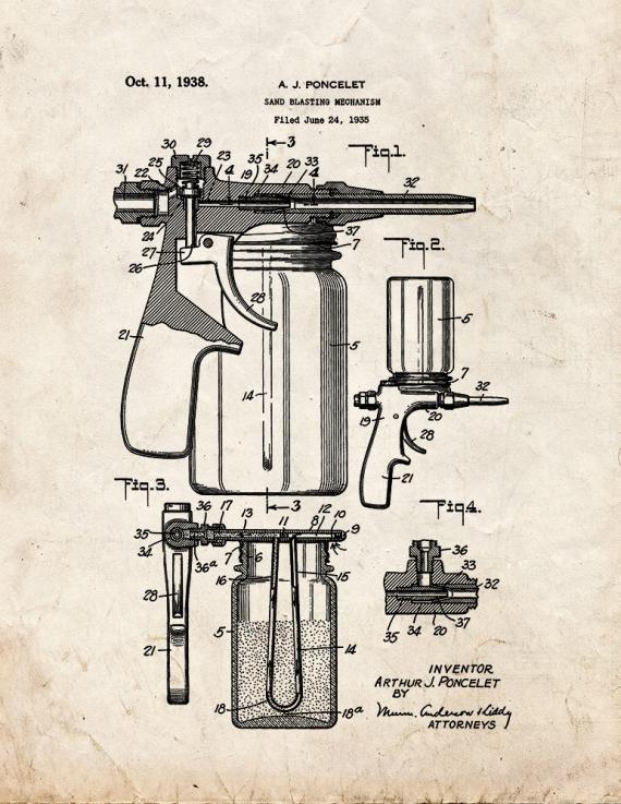 Sand Blasting Mechanism Patent Print