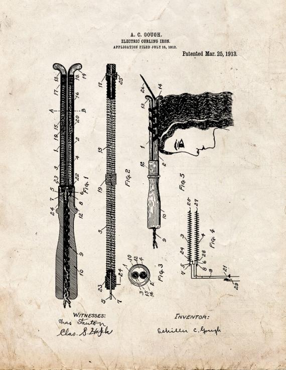 Electric Curling Iron Patent Print