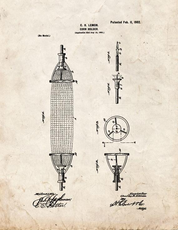 Corn-holder Patent Print